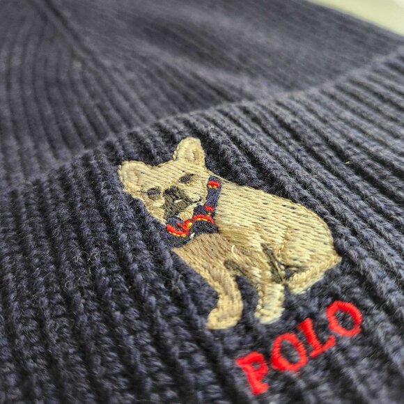 [NWT] Polo Ralph Lauren Embroidered Frenchie French Bulldog Knit Beanie Hat OSFA - Picture 3 of 9